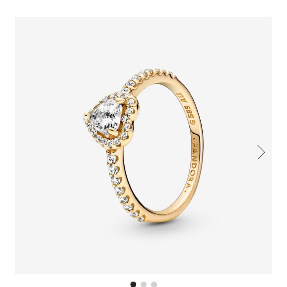 Pandora Elevated Gold Heart Ring with Clear Stones